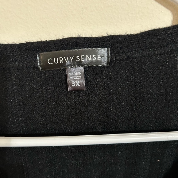 Curvy Sense size v neck wooden button up sweater black - Picture 2 of 3